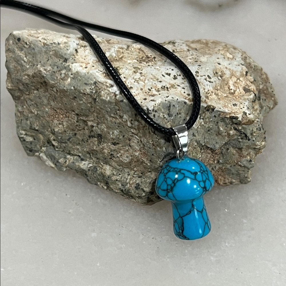 Turquoise Howlite Mushroom Pendant Necklace
